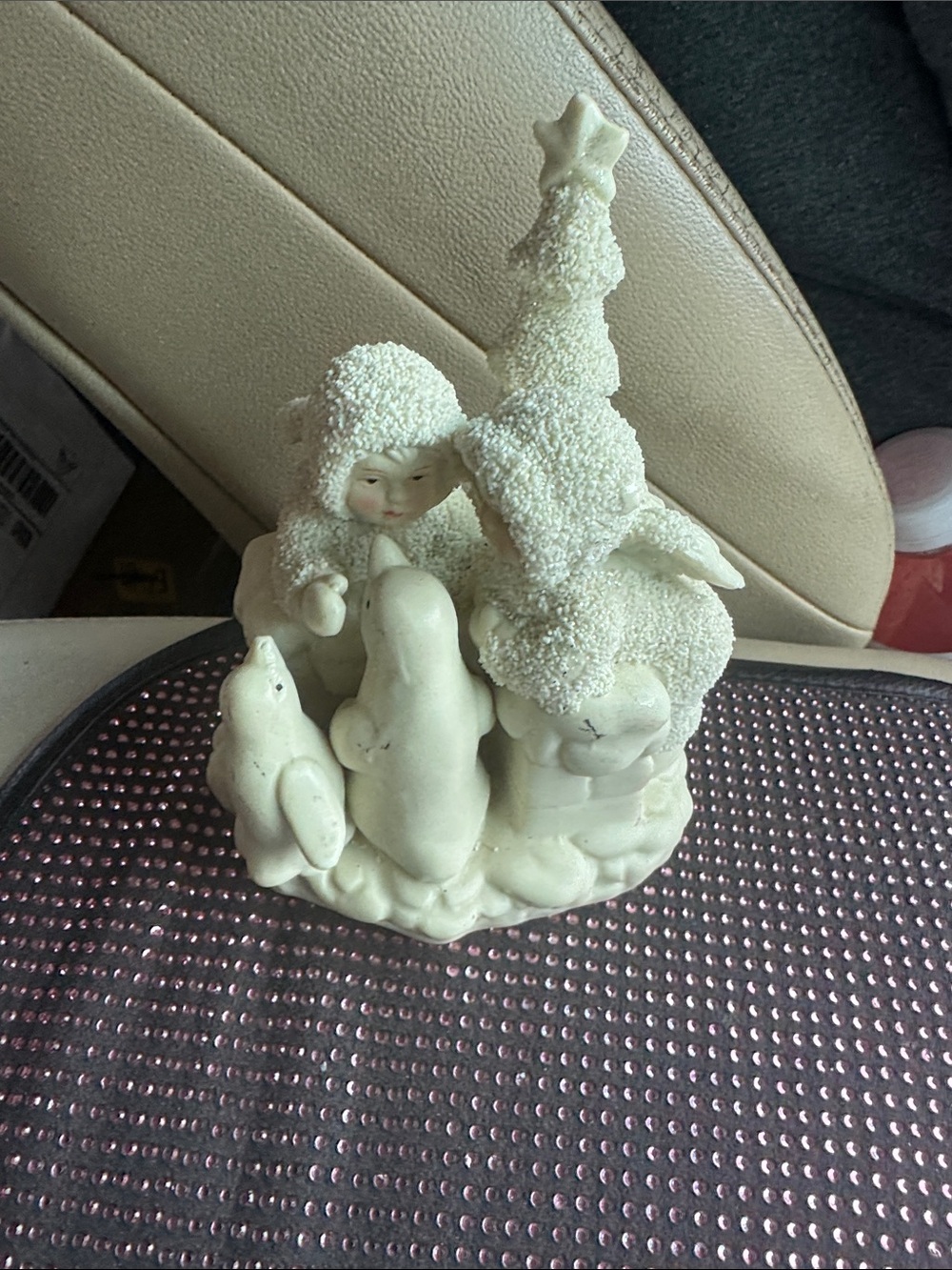 Vintage 1990s 5” Christmas Angel Kids & Penguins Home Decor Figurine